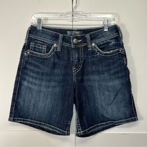 Silver Jeans Suki Shorts Denim
Bermuda Embroidered Blue Size 28
Women's